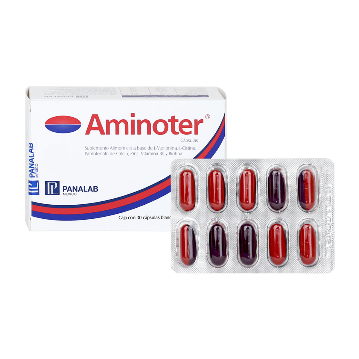 AMINOTER SUPLEMENTO ALIMENTICIO FORTALECE CABELLO Y UÑAS VITAMINA B3 L METIONIA L OSTINA,CAIDA DE CABELLO