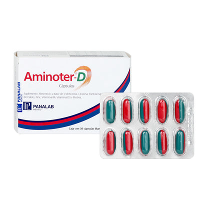 AMINOTER SUPLEMENTO ANTICAIDA  RESISTENCIA DE CABELLO Y UÑAS VITAMINA D3 B3 ALOPECIA HIPOALERGENICO, CAIDA DE CABELLO