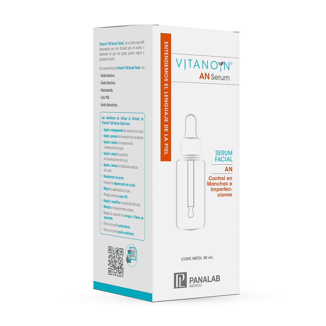 VITANOIN AN SERUM ANTIEDAD PARA PIELES CON ACNE MANCHAS PUNTOS NEGROS EXCESO DE GRASA DESPIGMENTANTES ANTIINFLAMATORIOS MEJORA LA TEXTURA ACIDO SALICILICO ACIDO AZELAICO NIACINAMIDA ZINC PCA ACIDO HIALURONICO 