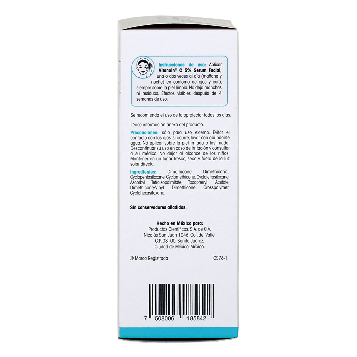 VITANOIN C5 SERUM FACIAL VITAMINA C VITAMINA E ANTIOXIDANTE, ESTIMULA COLAGENO, FIRMESA Y ELASTICIDAD 