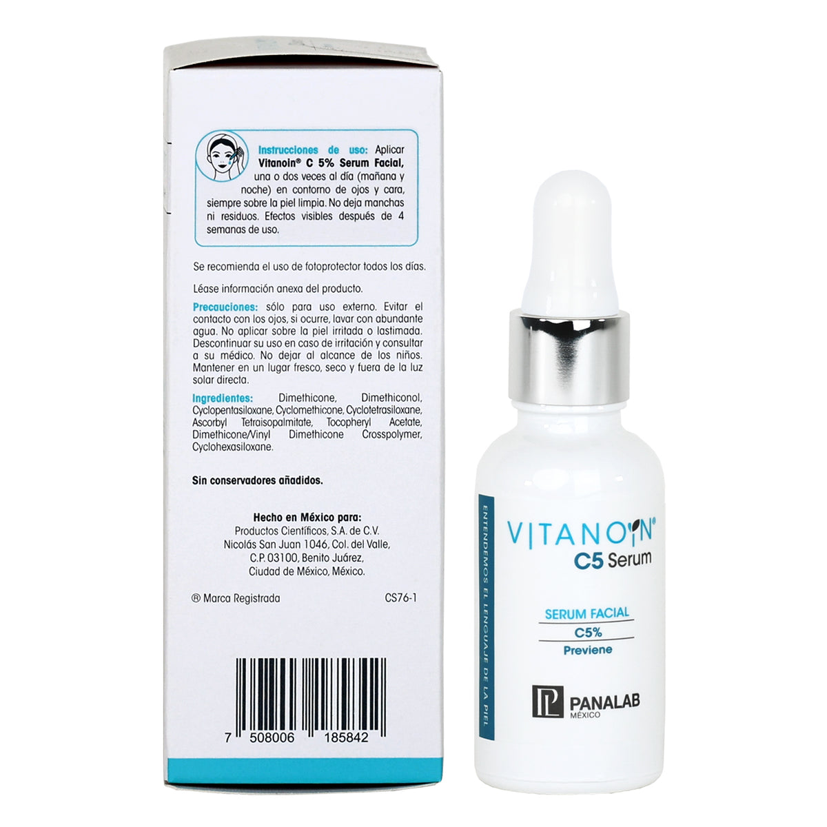 VITANOIN C5 SERUM FACIAL VITAMINA C VITAMINA E ANTIOXIDANTE, ESTIMULA COLAGENO, FIRMESA Y ELASTICIDAD 